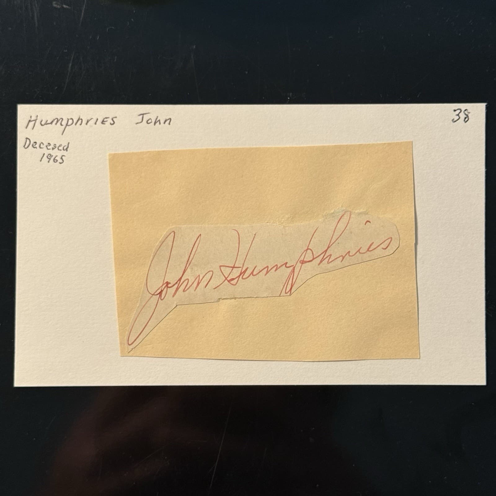 Johnny Humphries Signed Index Card 3x5 Cleveland Indians Chicago White Sox Phl
