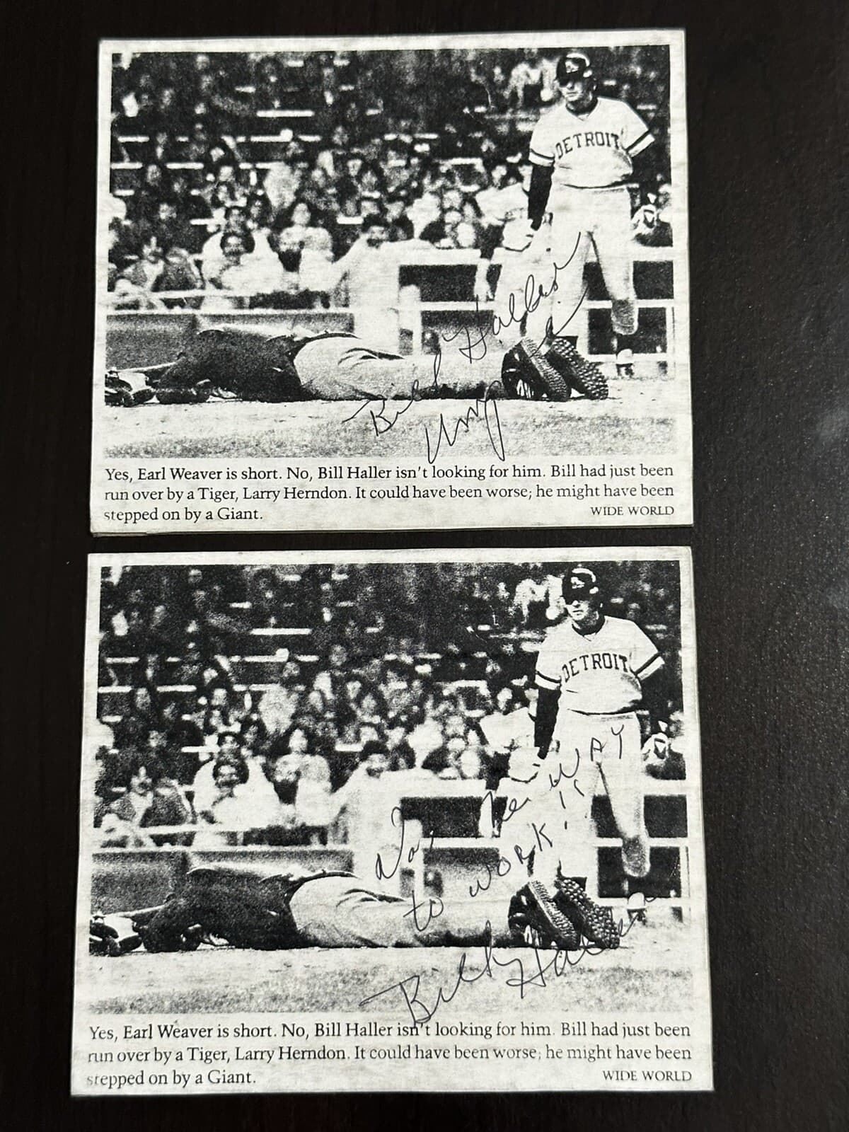 Bill Haller Signed 3x5 Photo AL Umpire MLB Earl Weaver Inscribed - image 2