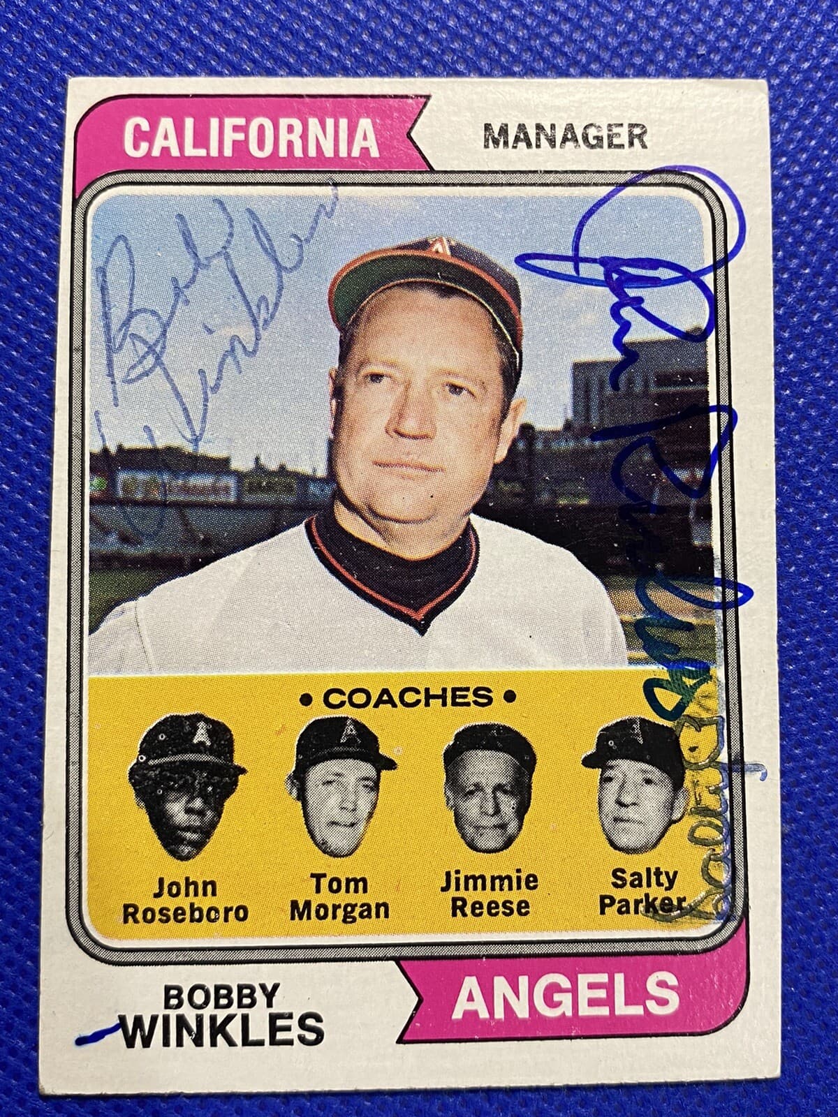 Bobby Winkles Roseboro Parker Signed 1974 Topps Baseball Card Autographed #276