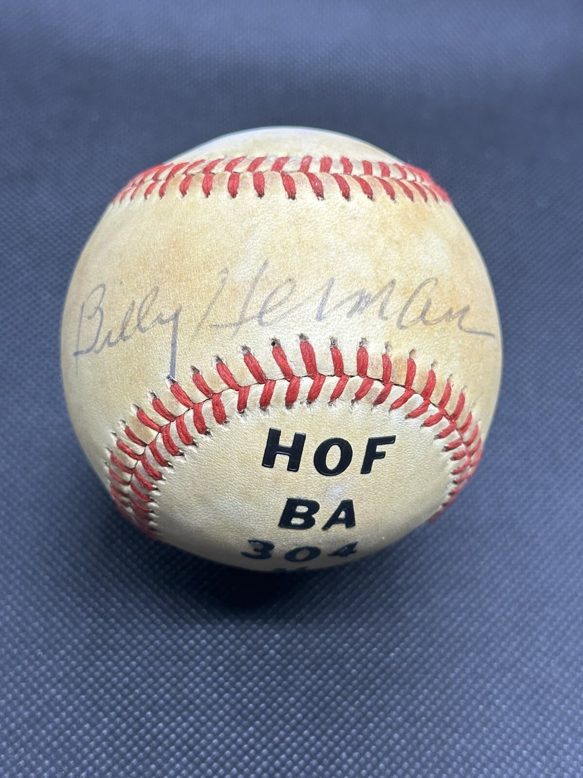 Billy Herman Stats Signed Baseball JSA LOA HOF Chicago Cubs Brooklyn Dodgers Sox