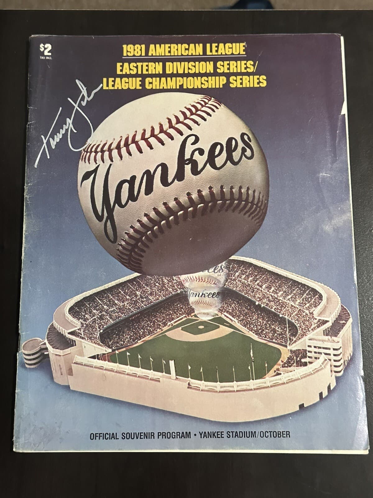 Tommy John Signed 1982 ALCS Magazine Program New York Yankees HOF?