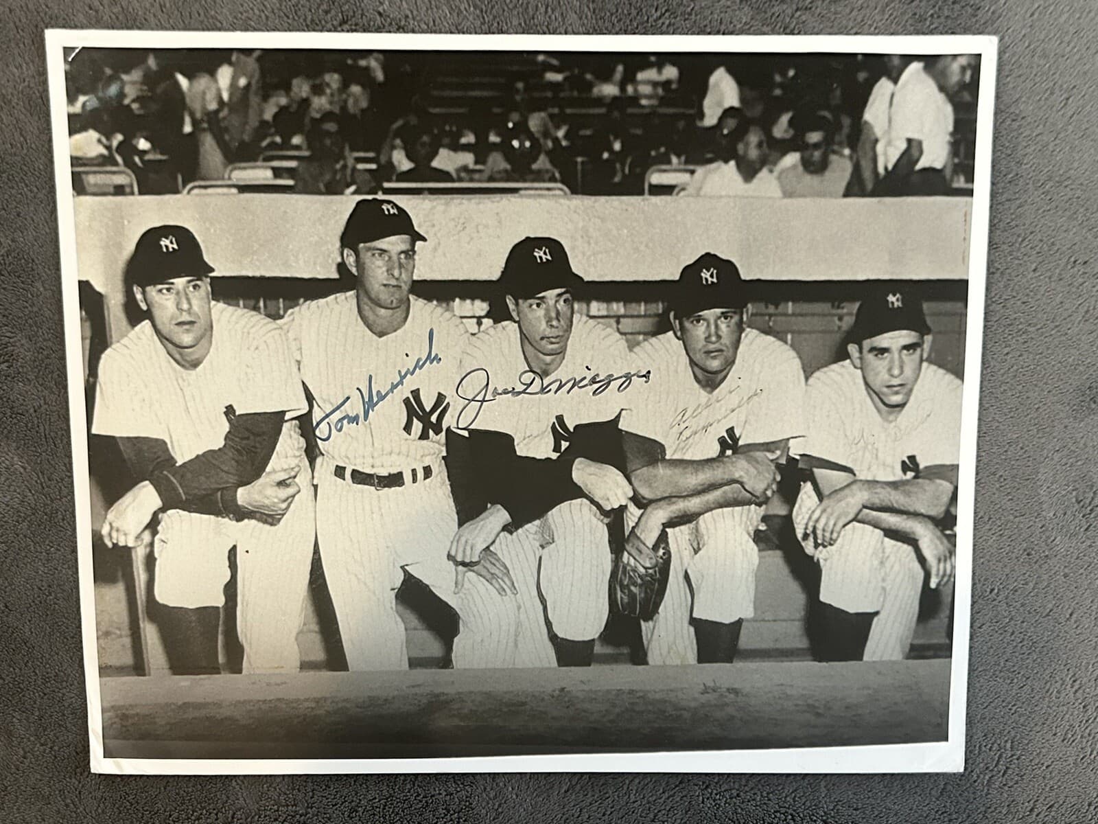 Joe DiMaggio Yogi Berra Allie Reynolds Signed 11x14 Photo New York Yankees