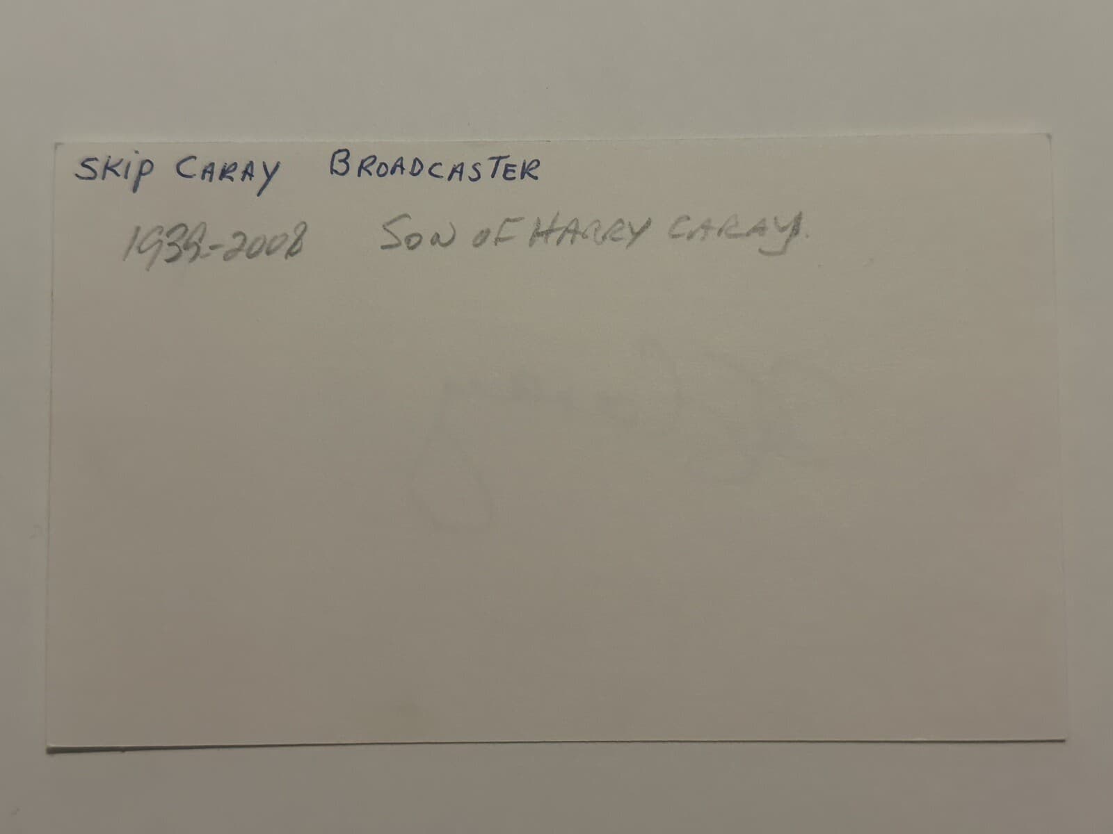 Skip Caray Signed Index Card 3x5 Atlanta Braves JSA LOA  - image 2