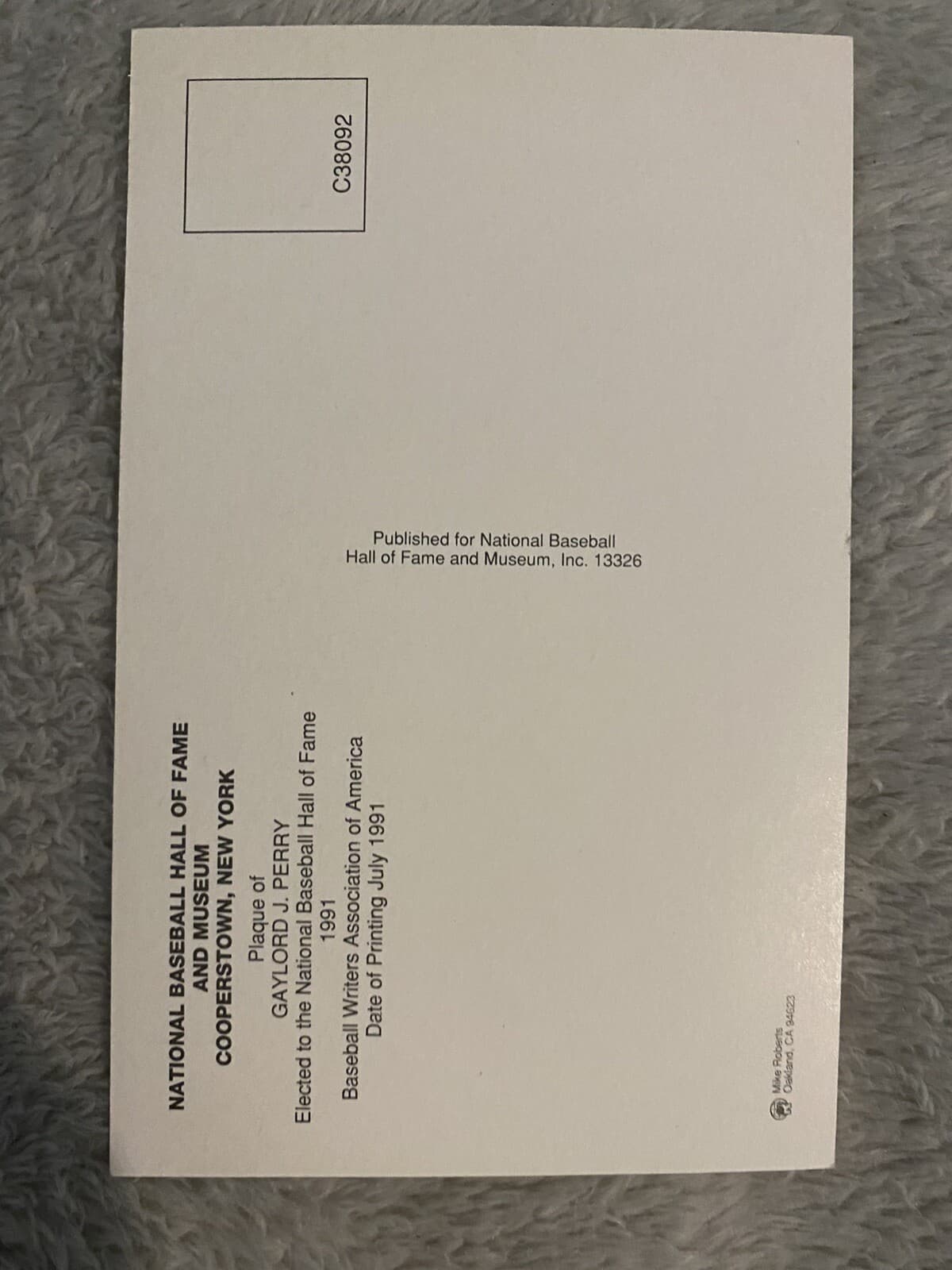 Gaylord Jackson Perry Full Name Signed HOF Postcard Plaque Hall of Fame RARE! - image 2