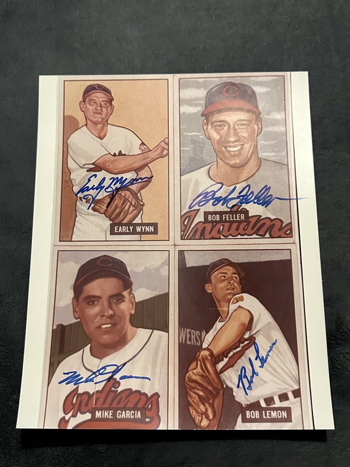 Early Wynn Bob Feller Bob Lemon Garcia Signed 8x10 Photo Cleveland Indians Cards