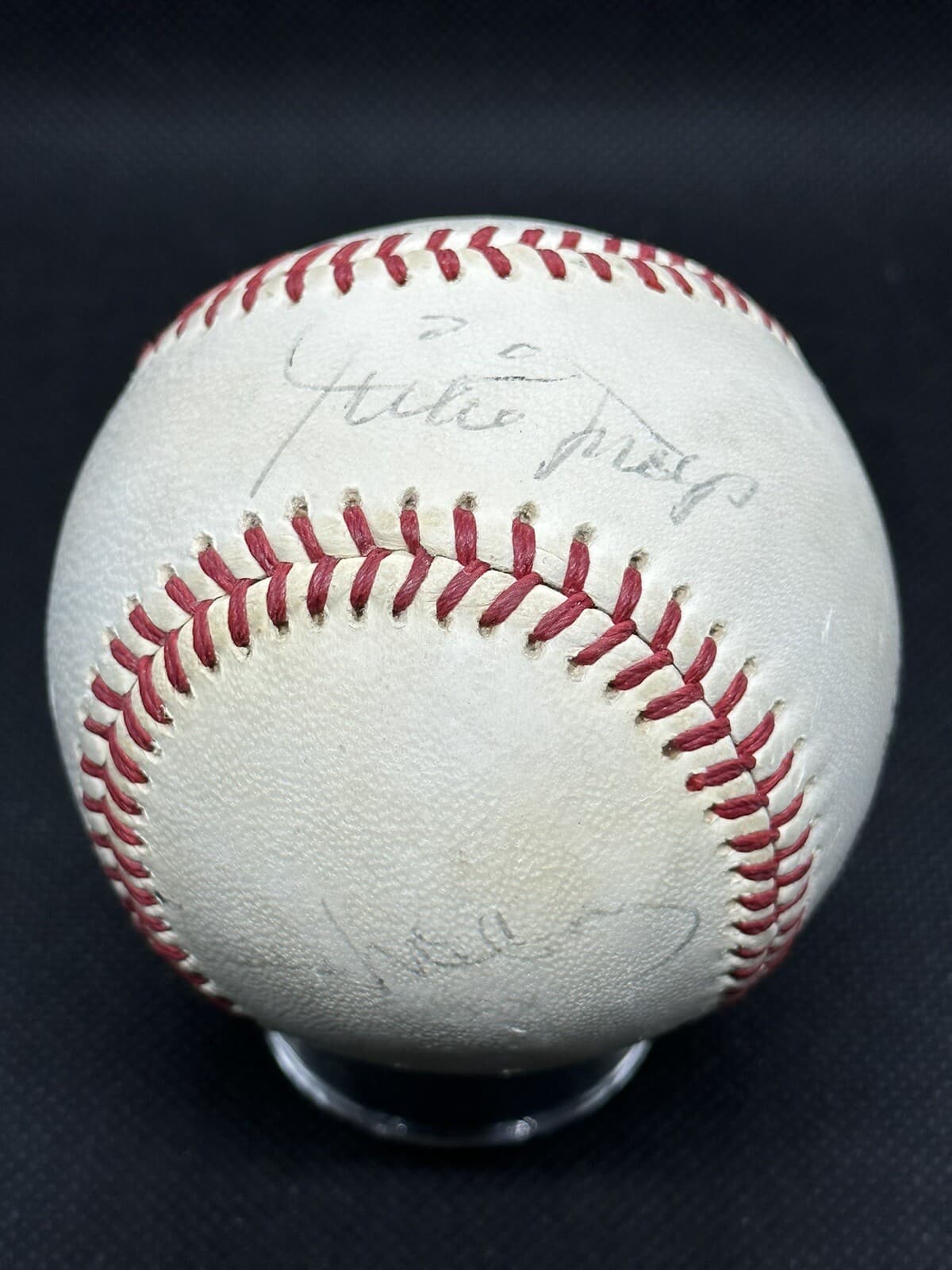 Willie Mays Willie McCovey Vintage Playing Era Signed Baseball ONL Feeney Giants
