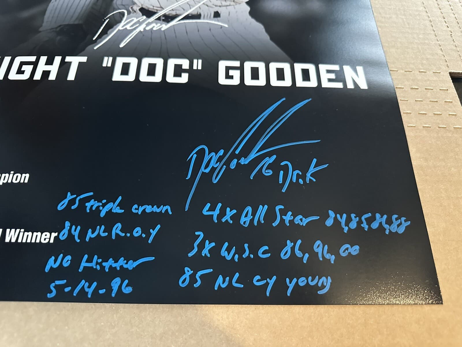 Dwight Doc Gooden 7x Stat Signed 16x20 Photo Inscribed New York Mets - image 2