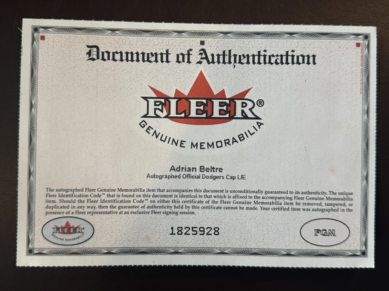 2001 Fleet Legacy Adrian Beltre Signed Los Angeles Dodgers Hat Cap Fleer COA HOF - image 4