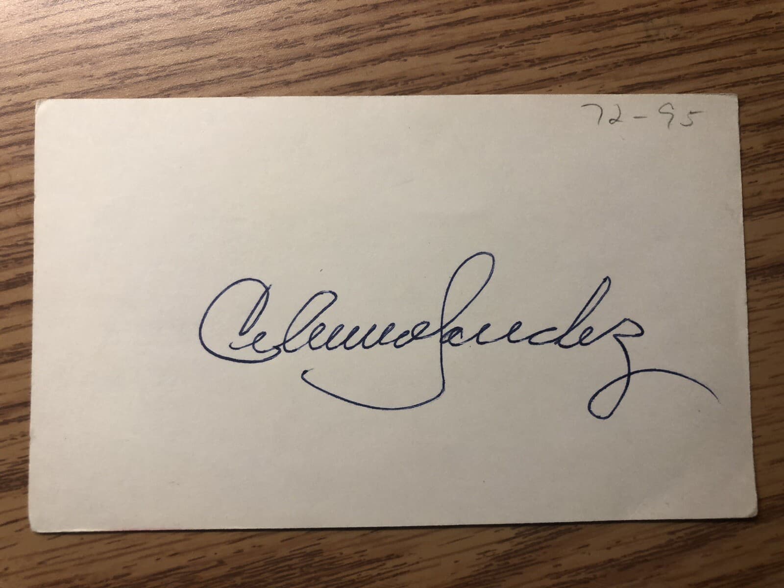 Celerino Sanchez Signed Autographed Index Card New York Yankees Mexican HOF