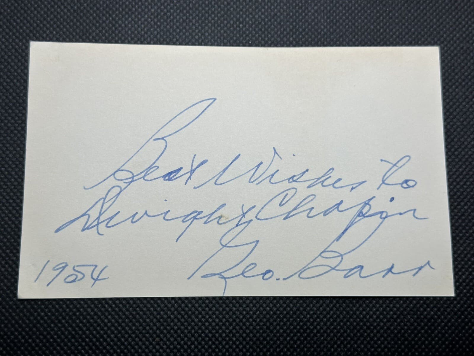 George Barr Signed Index Card 3x5 Umpire