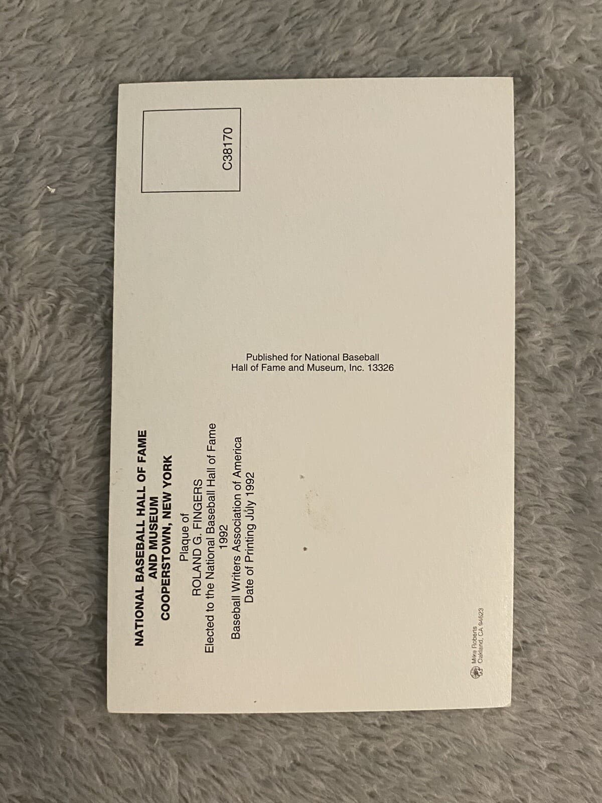 Roland Glen Fingers Rollie Full Name Signed HOF Postcard Plaque Hall of Fame  - image 2