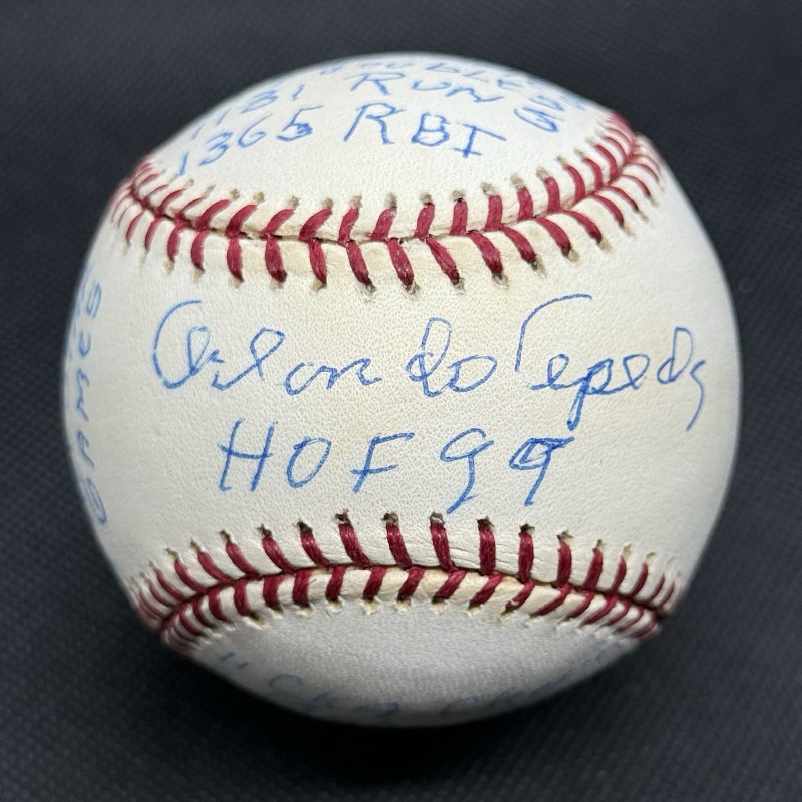 Orlando Cepeda HOF 99 16 x Stat Signed Baseball RJ Reggie Jackson COA