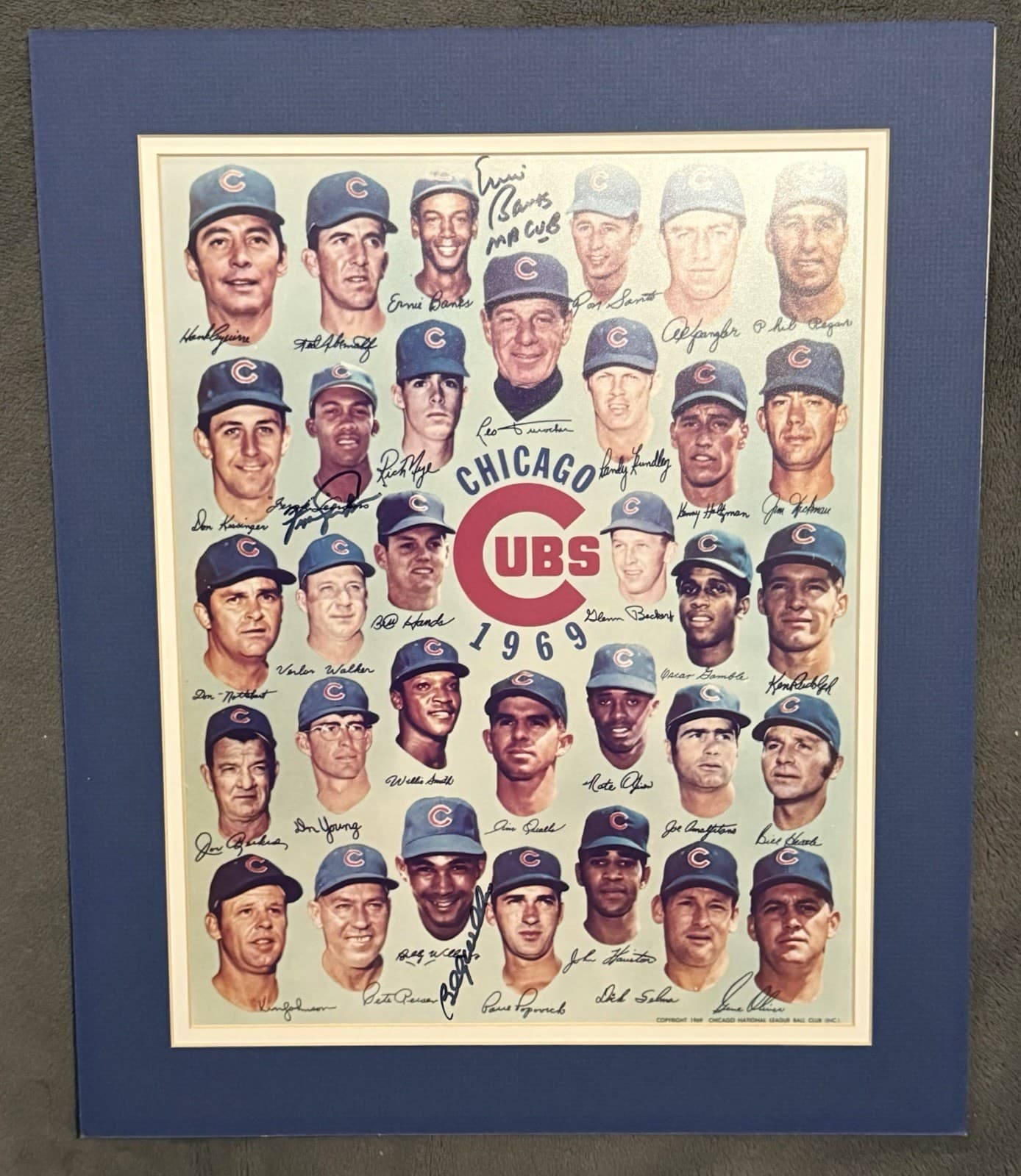 Ernie Banks Billy Williams Jenkins Signed 1969 Cubs 11x14 Photo Matted JSA LOA