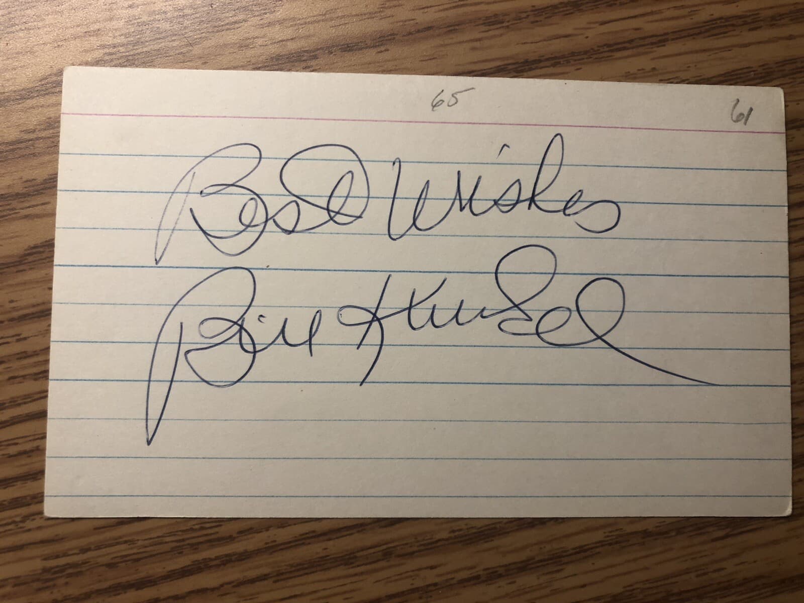 Bill Kunkel Signed Autographed Index Card Yankees A's Umpire NBA Ref