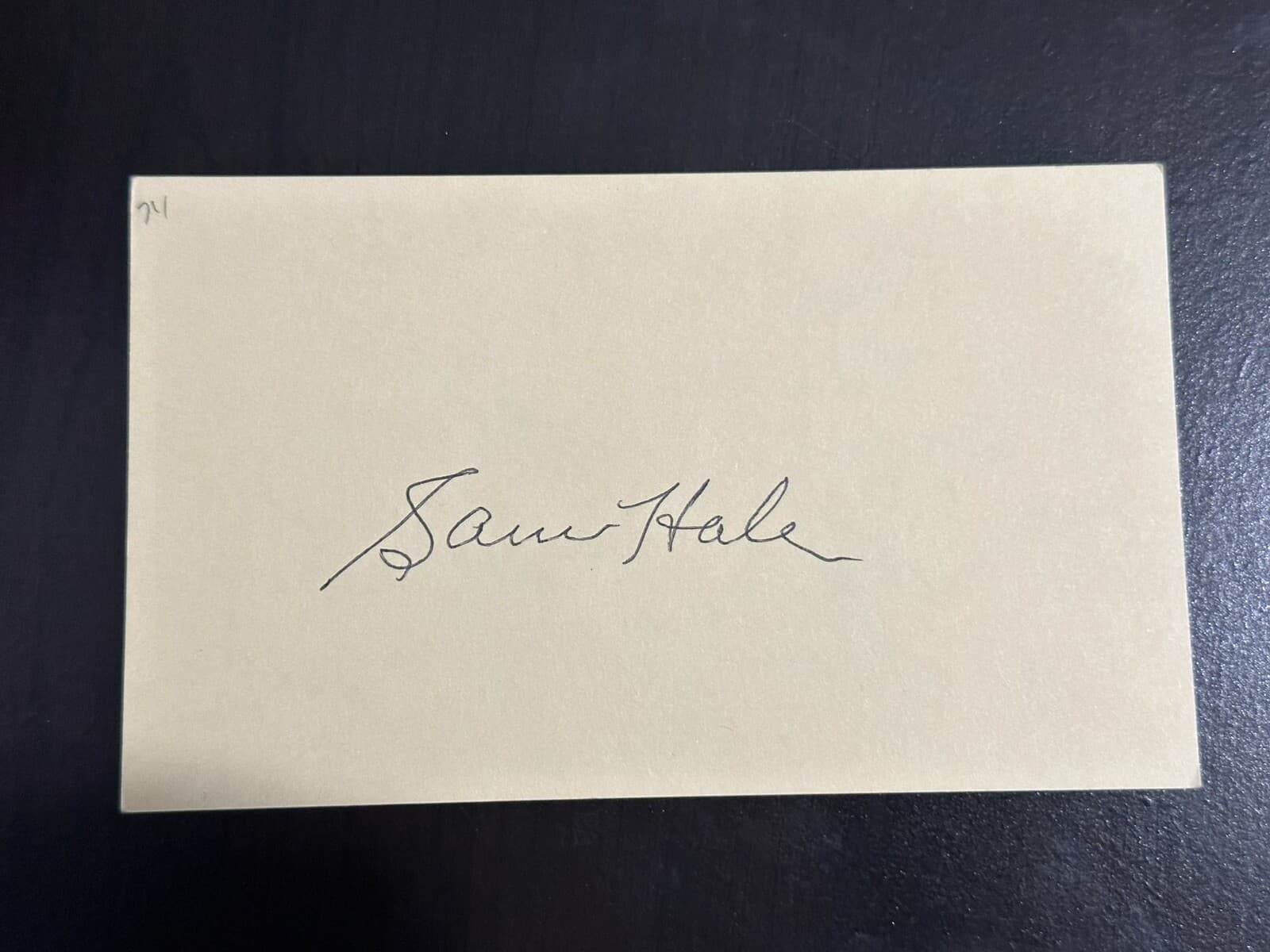 Sammy Sam Hale Signed Index Card 3x5 Detroit Tigers Philadelphia A's Browns 1920