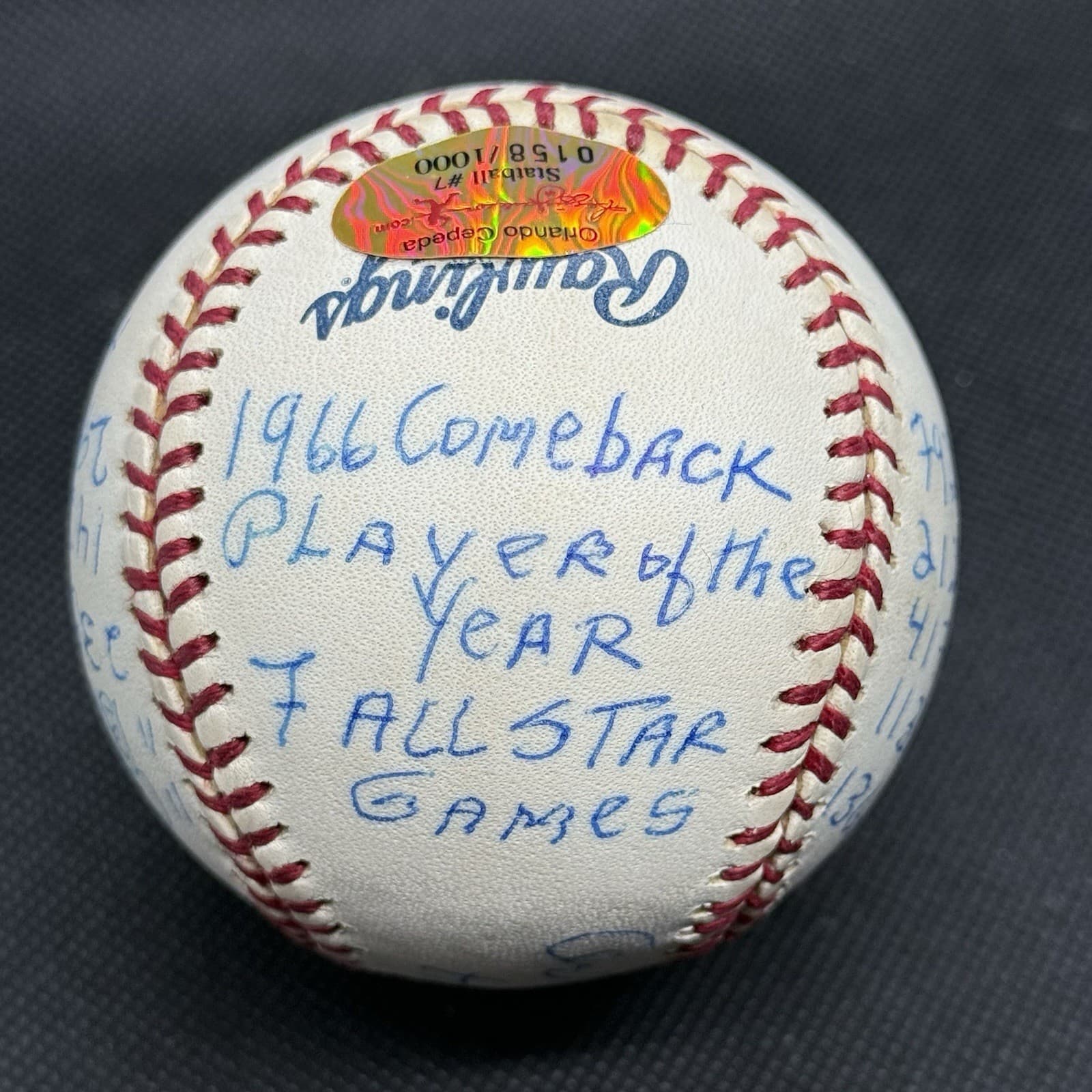 Orlando Cepeda HOF 99 16 x Stat Signed Baseball RJ Reggie Jackson COA - image 5