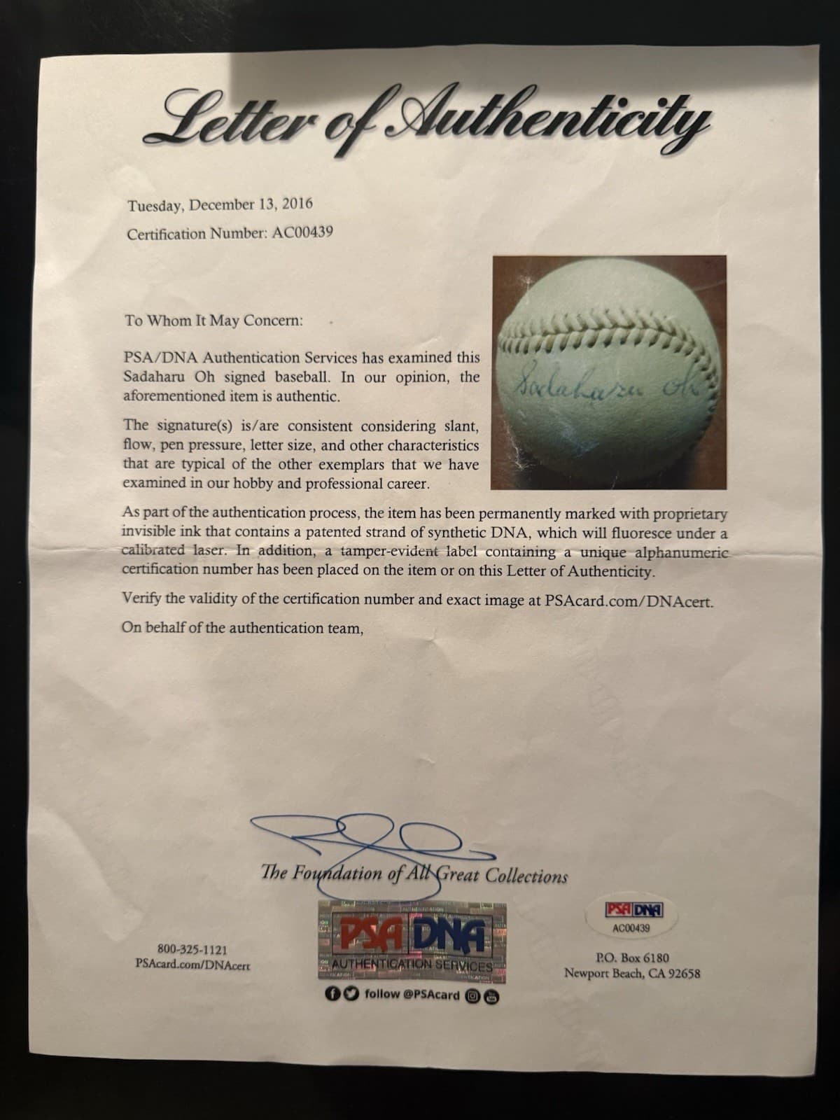 Sadaharu Oh Signed Baseball PSA/DNA LOA Yomiuri Giants HOF Japanese HR King NPB - image 4