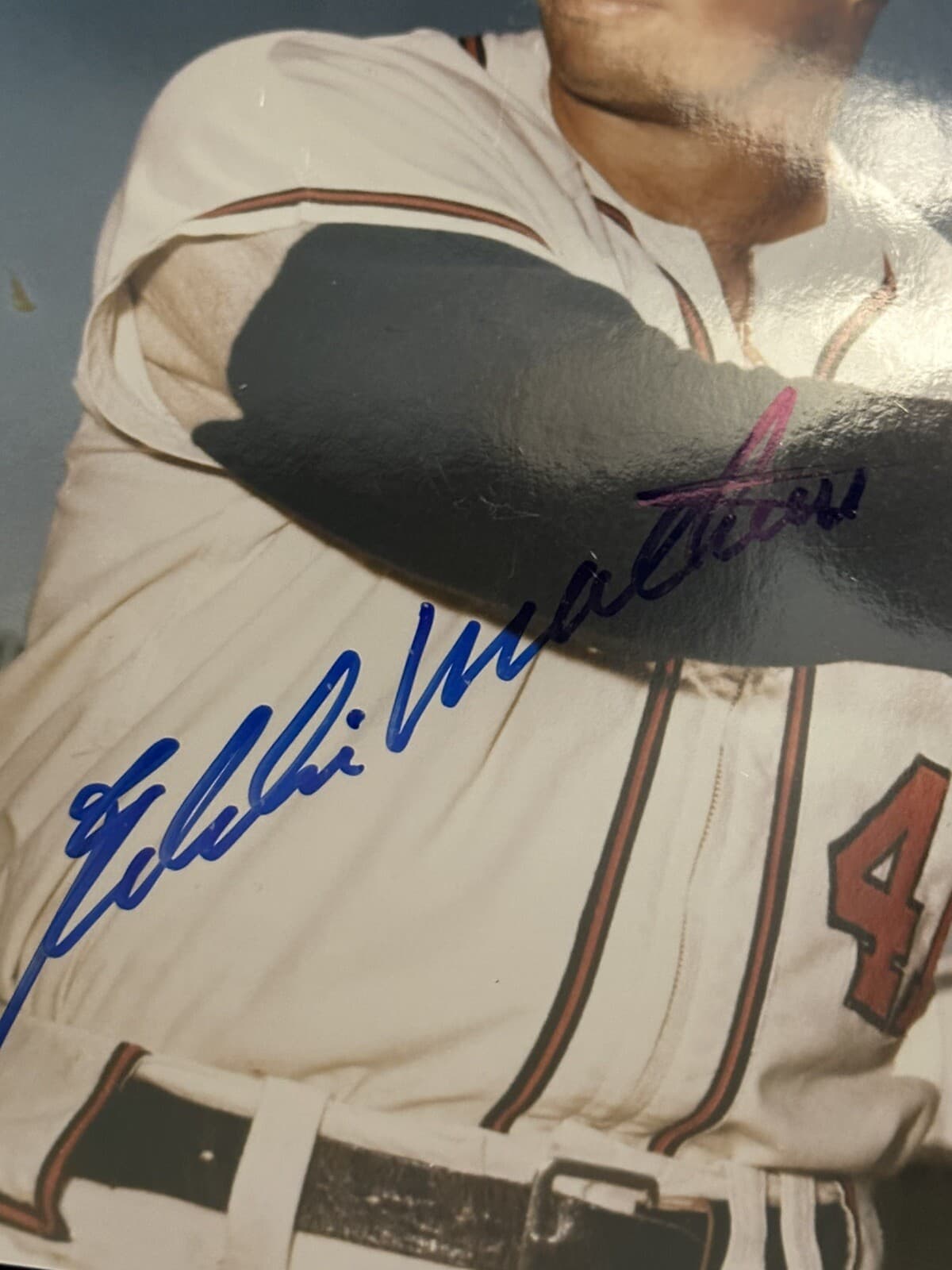Eddie Mathews Signed 8x10 Photo Atlanta Braves Milwaukee HOF - image 2