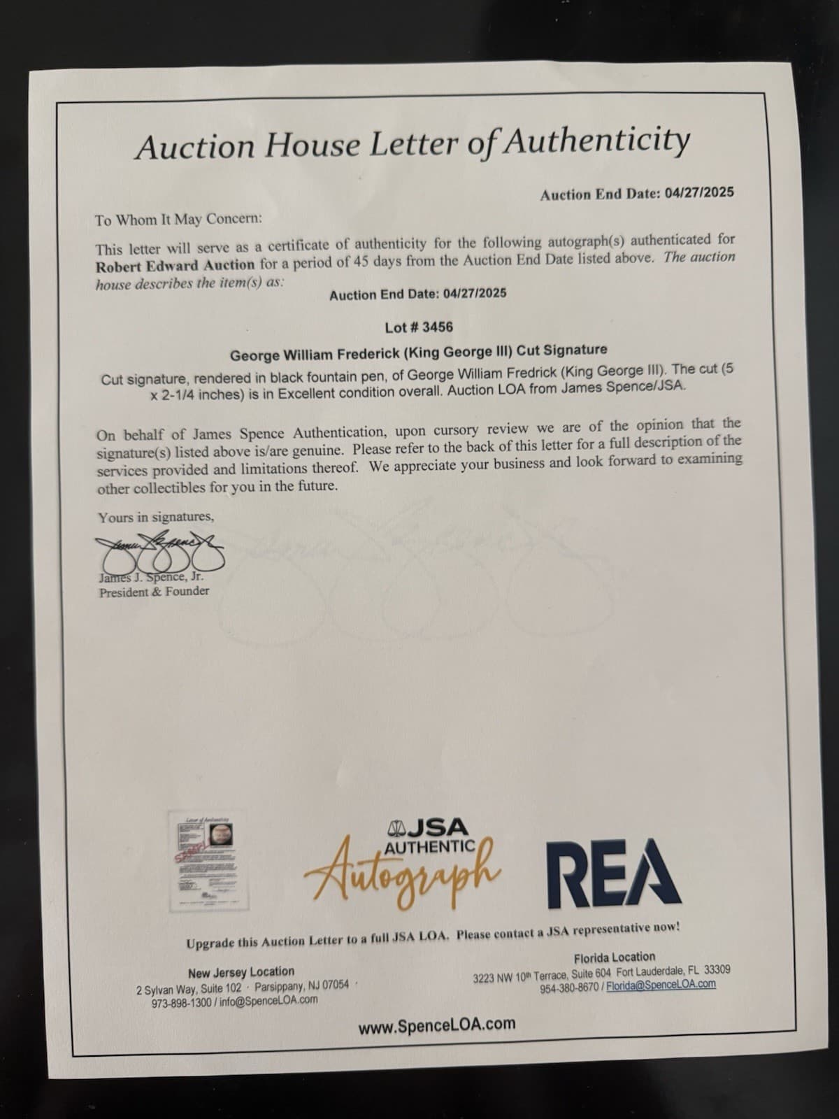 King George III Signed Cut Autograph King of England Revolutionary War! JSA LOA - image 2