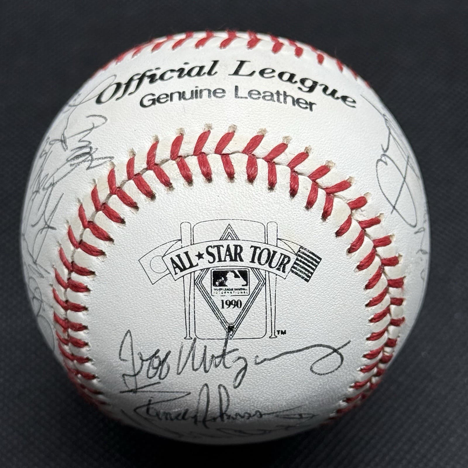 1990 All Star Tour Japan Team Signed Logo Baseball Barry Bonds Randy Johnson 21