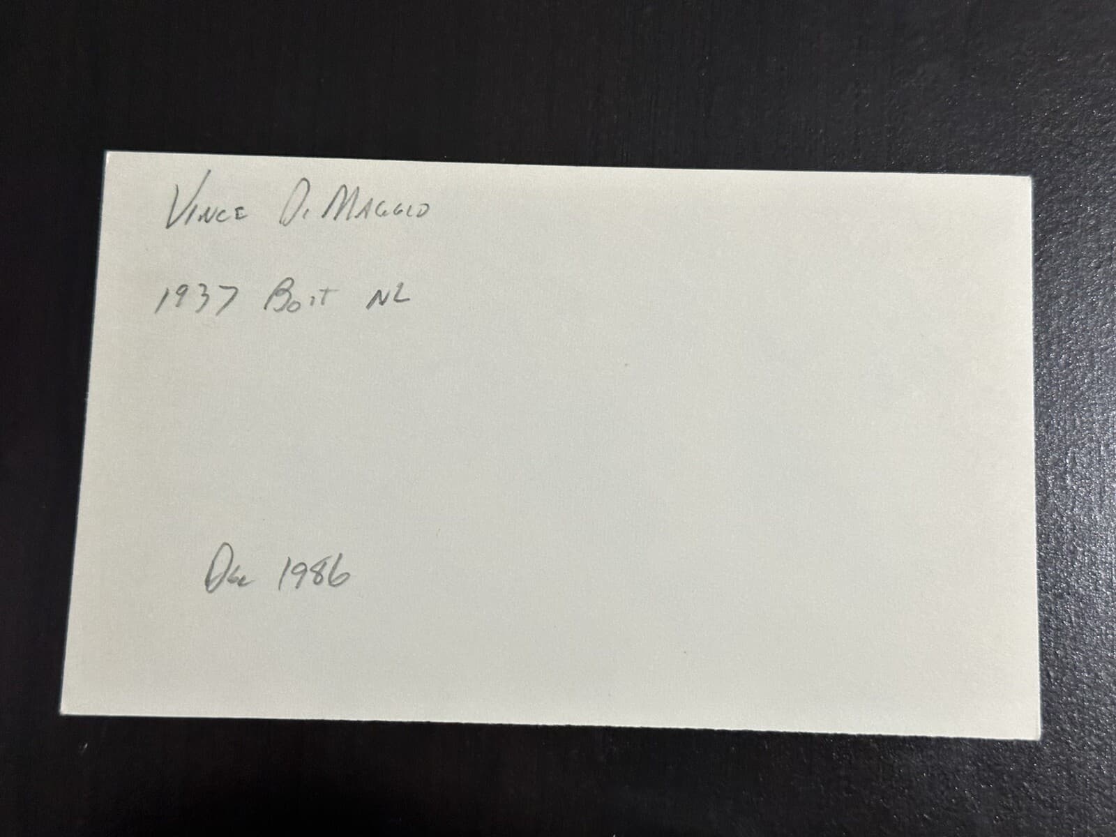 Vince DiMaggio Signed Index Card 3x5 Pirates Giants Bees Reds Phillies Joe - image 2