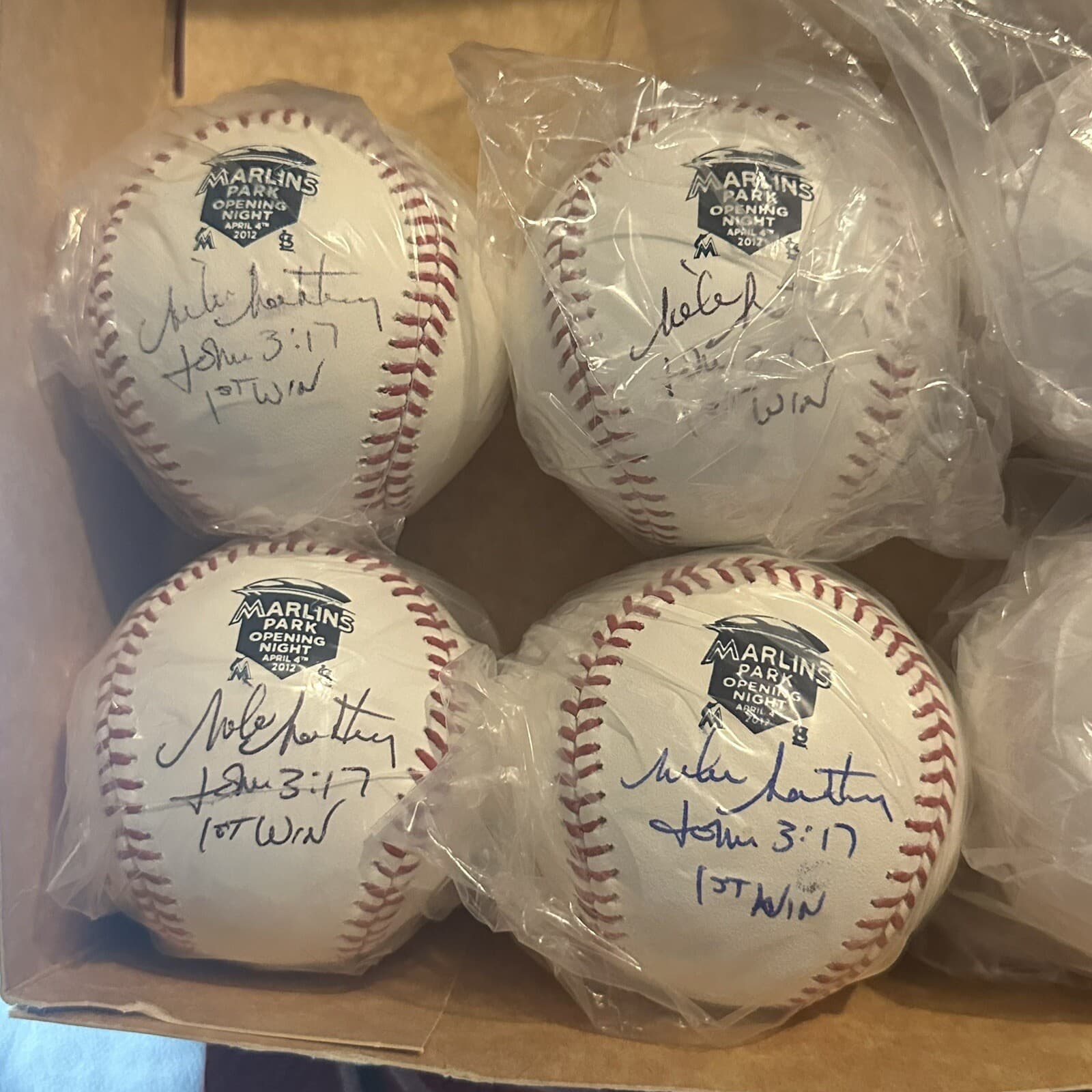 Mike Matheney Marlins Park 1st Win Signed Baseball Inaugural Game Logo Stan COA - image 3