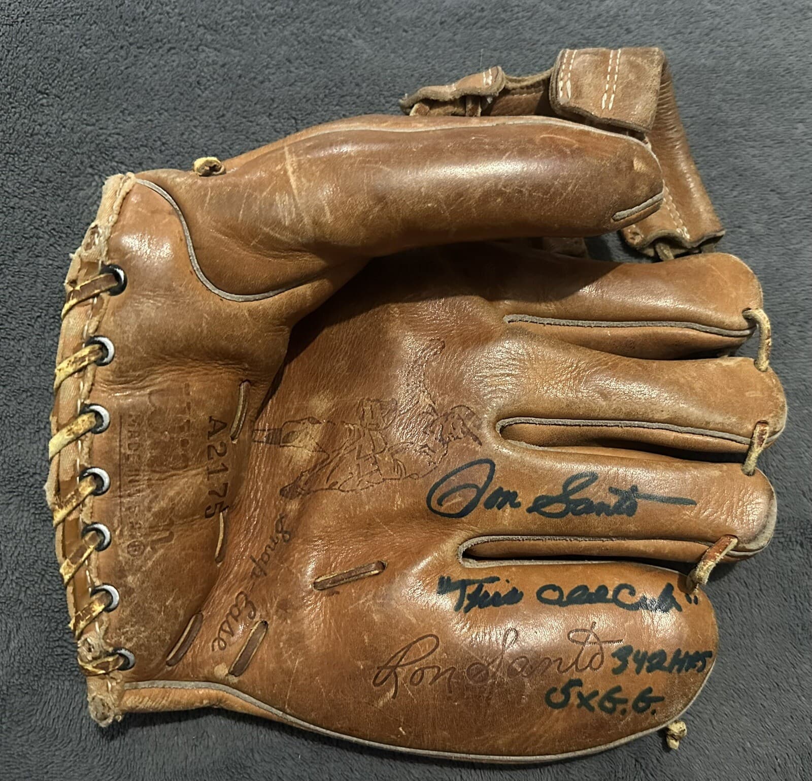 Ron Santo Signed Game Model Glove Wilson 1960s Chicago Cubs JSA LOA HOF 5x GG