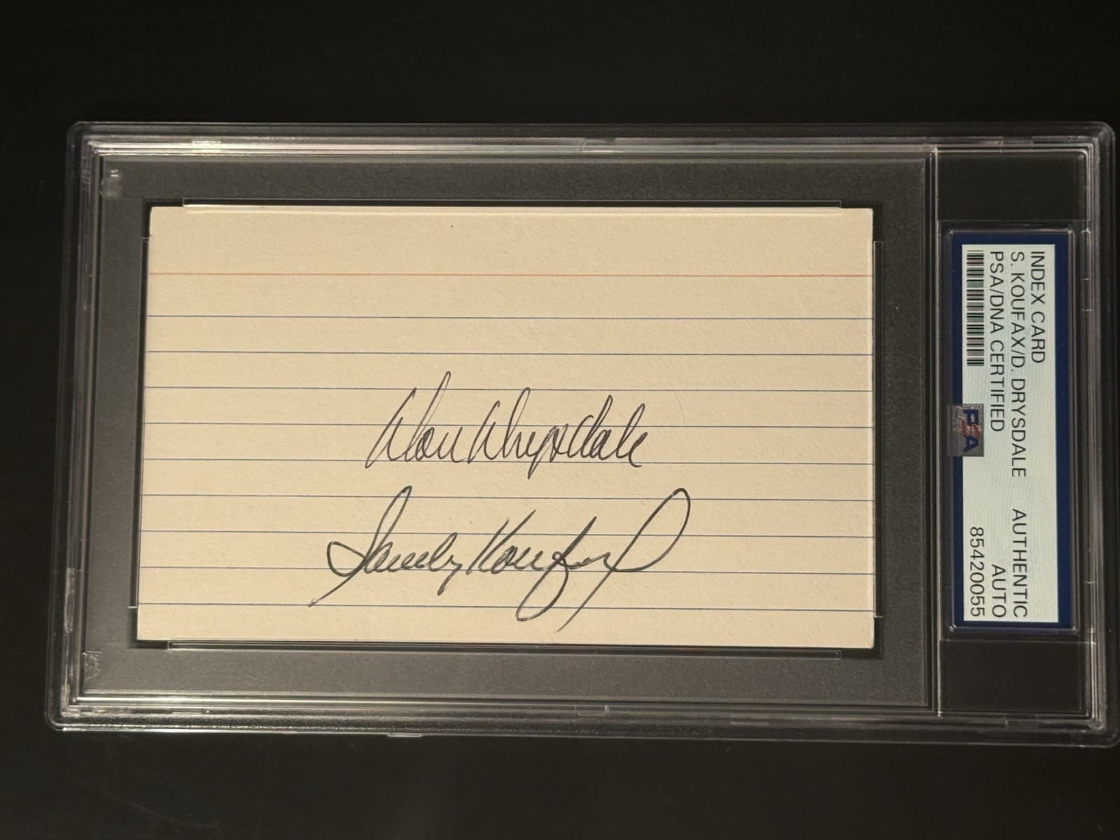 Sandy Koufax Don Drysdale Signed Index Card 3x5 PSA/DNA COA Slabbed HOF Dodgers