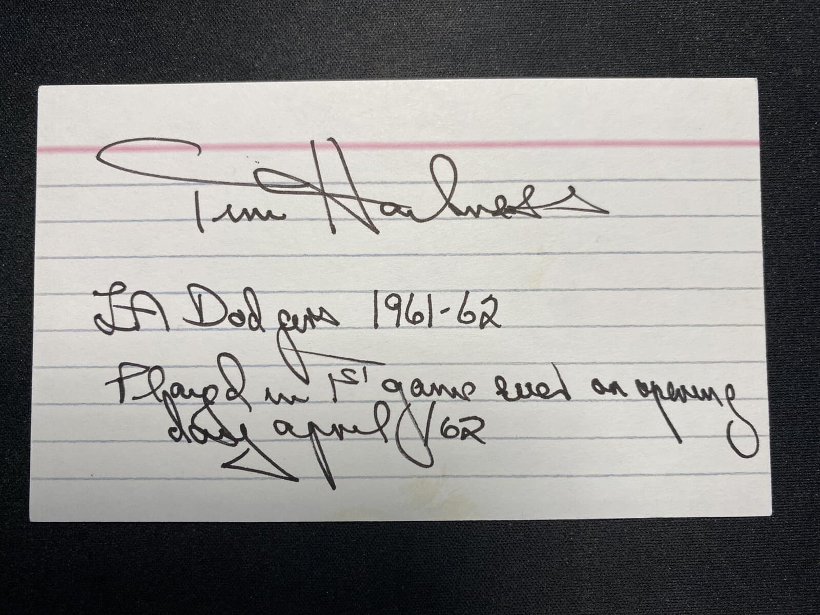 Tim Harkness Signed Index Card JSA LOA New York Mets Los Angeles Dodgers RARE!