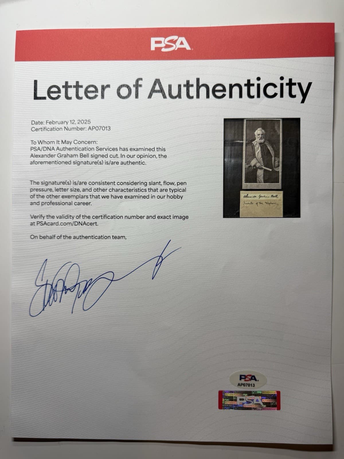 Alexander Graham Bell Signed Cut Auto PSA LOA Inventor of The Telephone! AT&T! - image 6