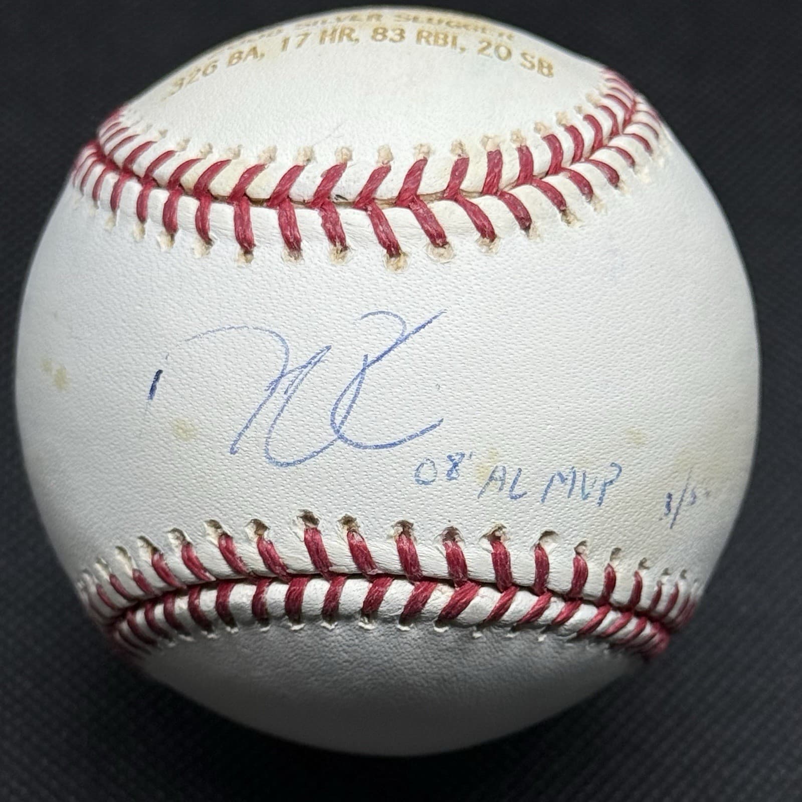 Dustin Pedroia 08 AL MVP Signed Baseball MLB Authentication COA Boston Red Sox