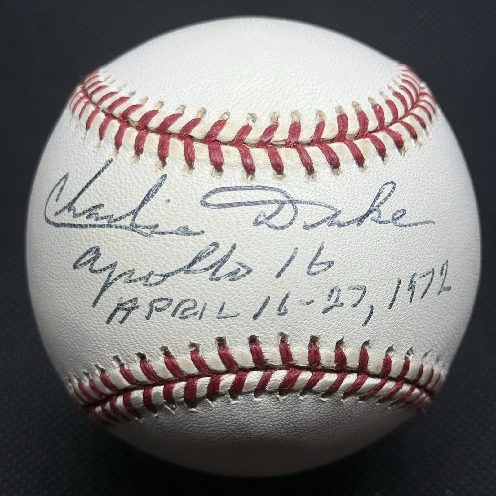 Charlie Charles Duke Apollo 16 Signed Baseball Astronaut Moon