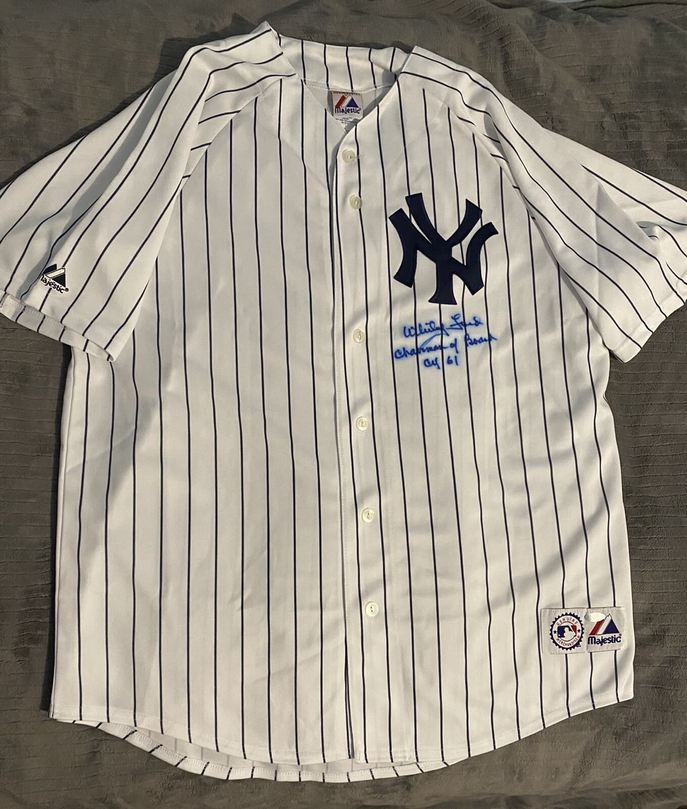 Whitey Ford Signed Jersey Chairman Of The Board CY 61 Yankees Steiner COA
