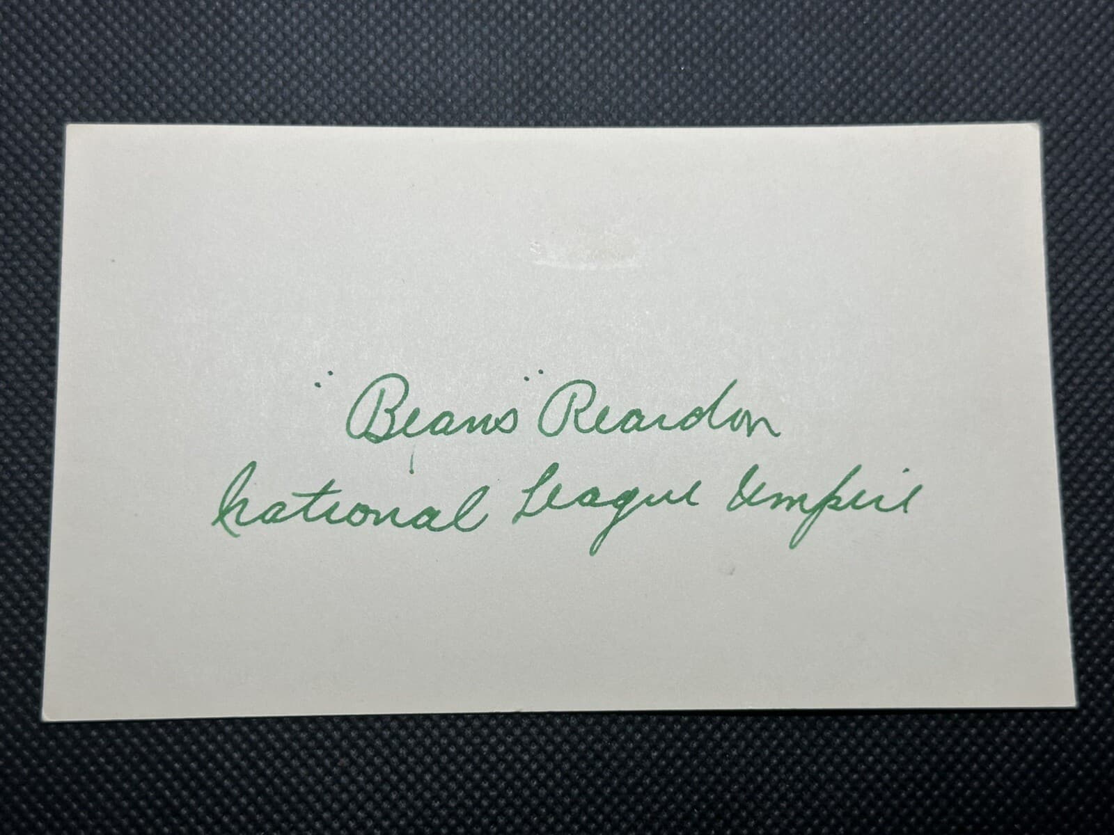 Beans Reardon Signed Index Card 3x5 Umpire NL 