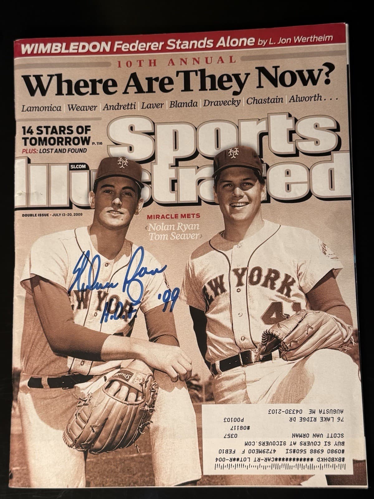 Nolan Ryan Signed 2009 Sports Illustrated New York Mets Magazine JSA LOA Rangers