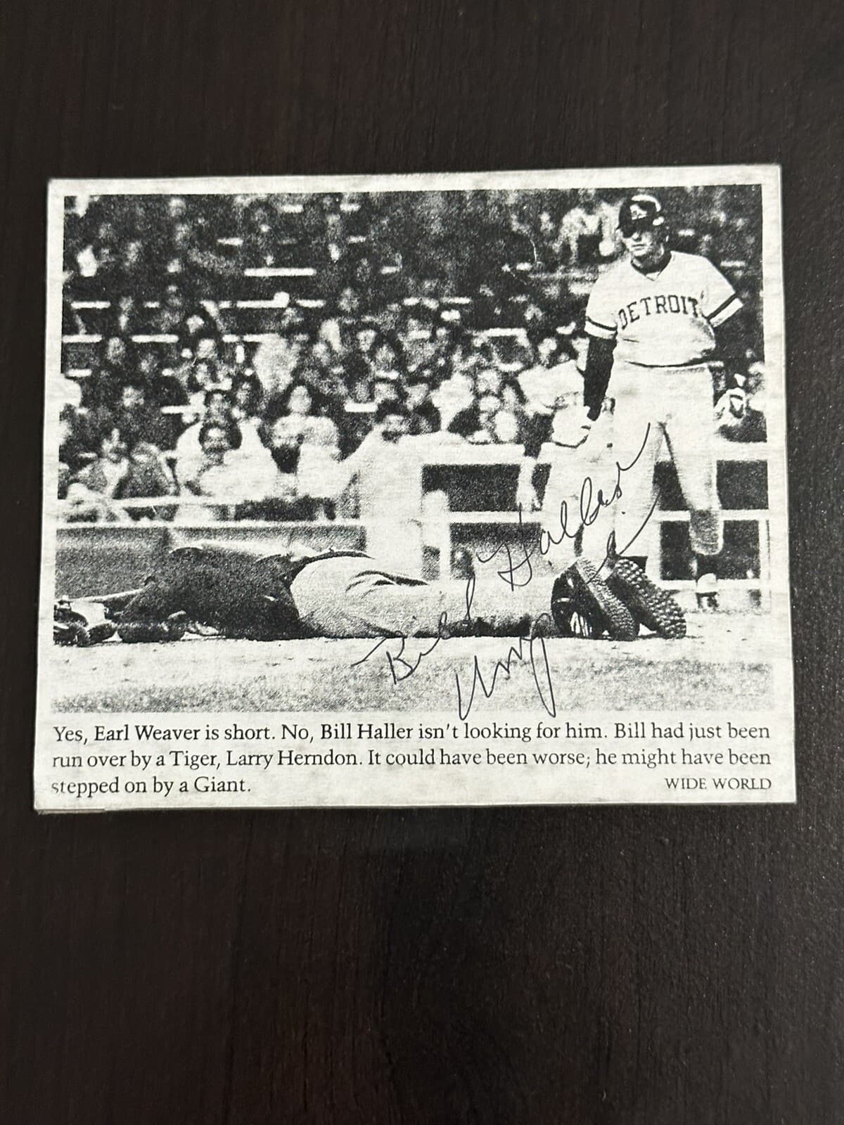 Bill Haller Signed 3x5 Photo AL Umpire MLB Earl Weaver Inscribed