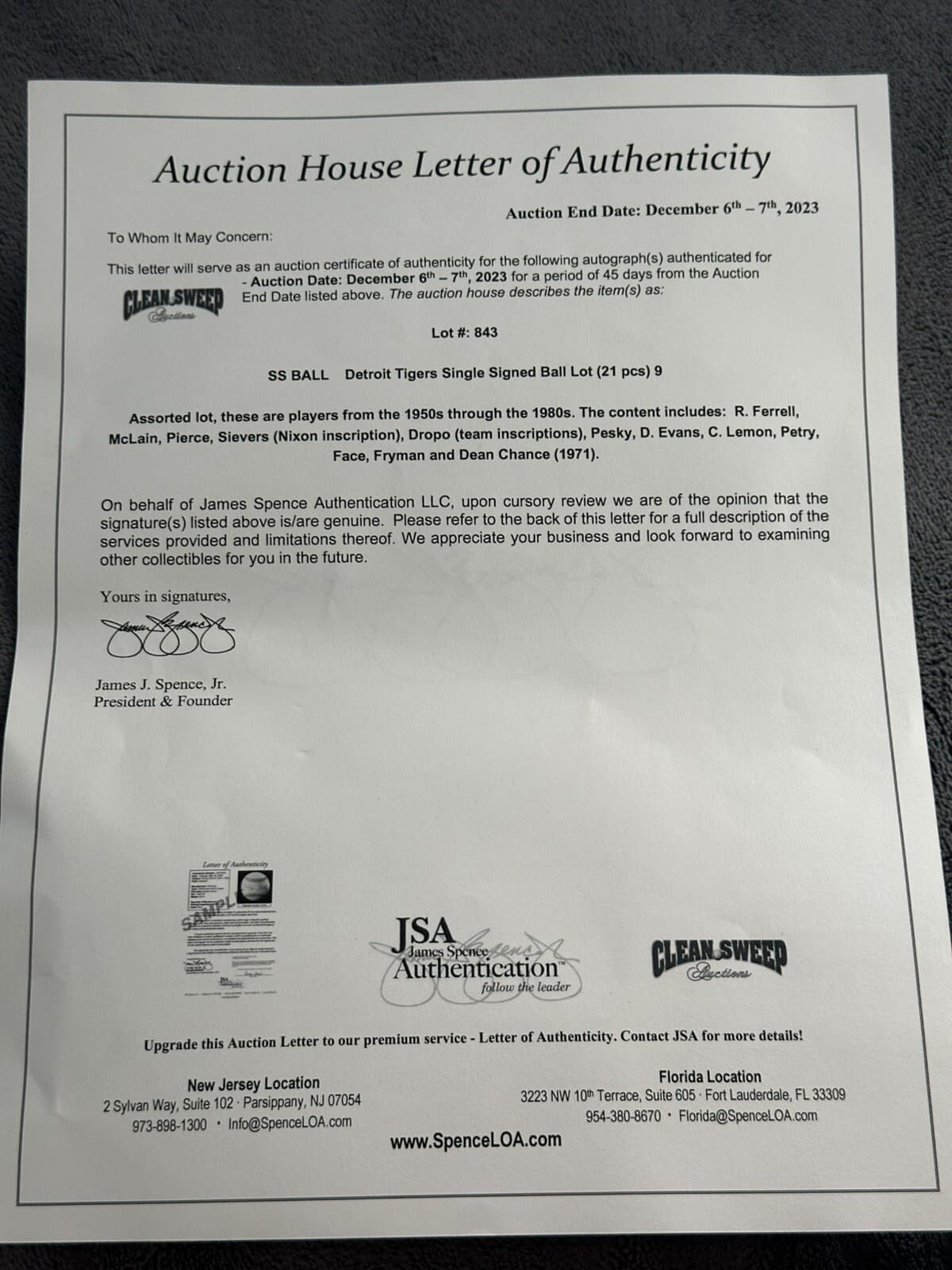 Steve Bedrosian Signed Baseball JSA LOA Braves Phillies - image 3