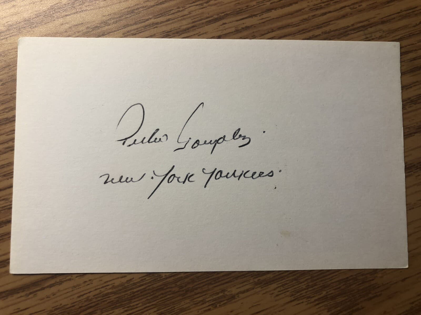 Pedro Gonzalez Signed Autographed Index Card Insc New York Yankees Indians