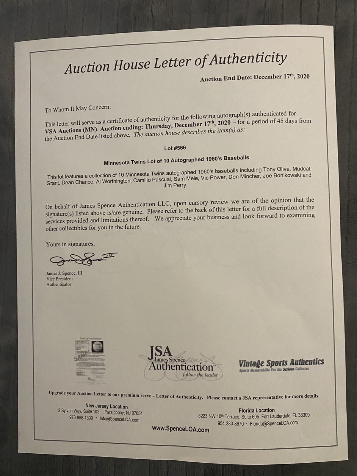 Terry Fox Signed Baseball JSA COA RARE #36 1960 Tigers Braves Phillies - image 3