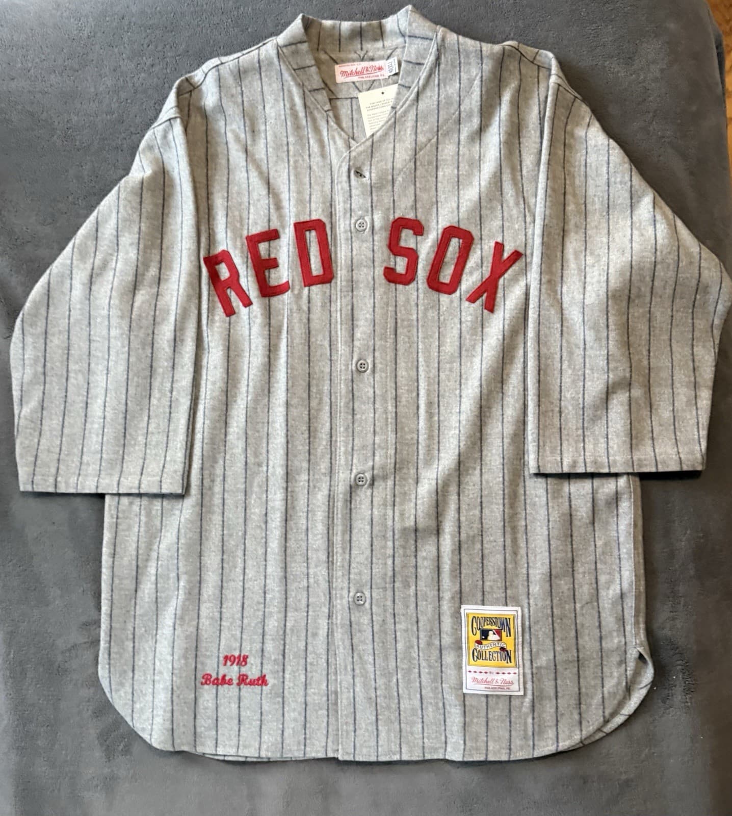 1918 Babe Ruth Boston Red Sox Authentic Mitchell & Ness Jersey Size 48 XL Yankee